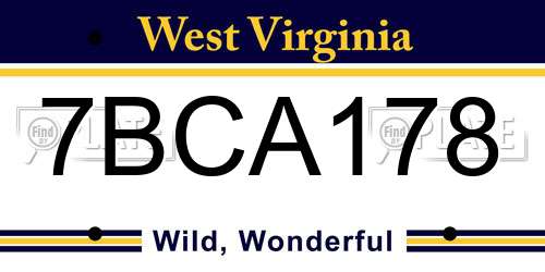 7BCA178 West Virginia License Plate