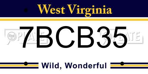 7BCB35 West Virginia License Plate
