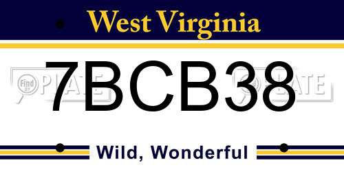 7BCB38 West Virginia License Plate