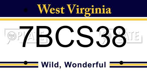 7BCS38 West Virginia License Plate