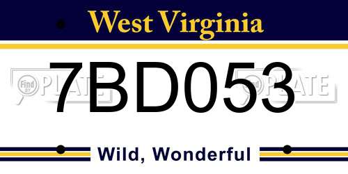 7BD053 West Virginia License Plate