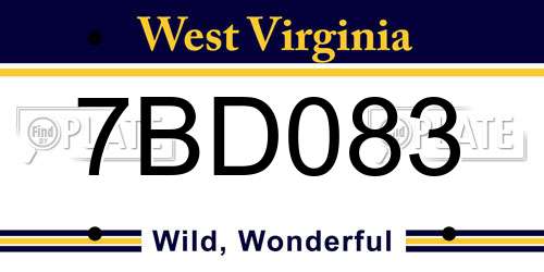 7BD083 West Virginia License Plate