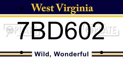 7BD602 West Virginia License Plate