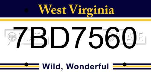 7BD7560 West Virginia License Plate