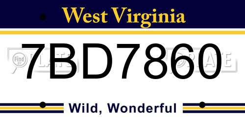 7BD7860 West Virginia License Plate