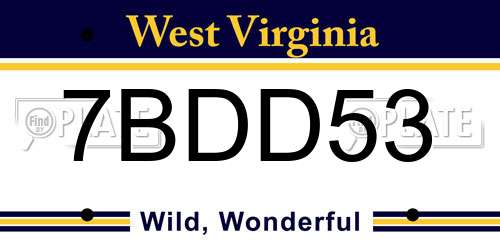 7BDD53 West Virginia License Plate