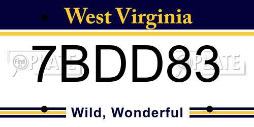 7BDD83 West Virginia License Plate