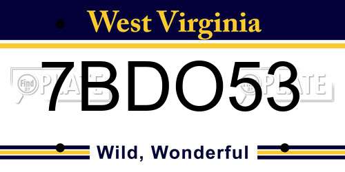 7BDO53 West Virginia License Plate