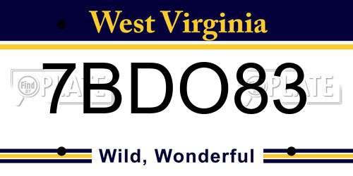 7BDO83 West Virginia License Plate