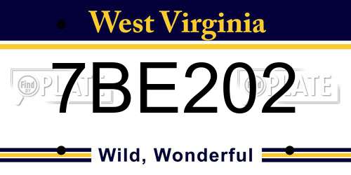 7BE202 West Virginia License Plate