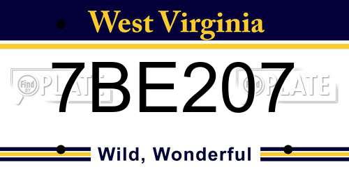 7BE207 West Virginia License Plate