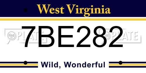 7BE282 West Virginia License Plate