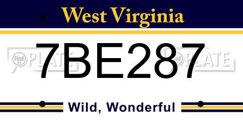 7BE287 West Virginia License Plate
