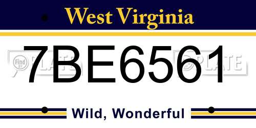 7BE6561 West Virginia License Plate