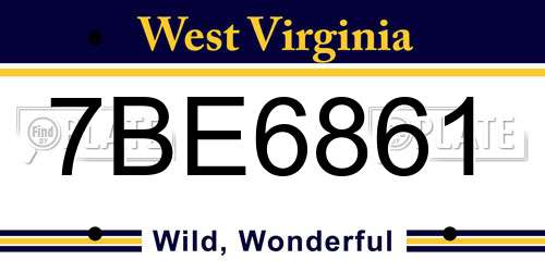 7BE6861 West Virginia License Plate