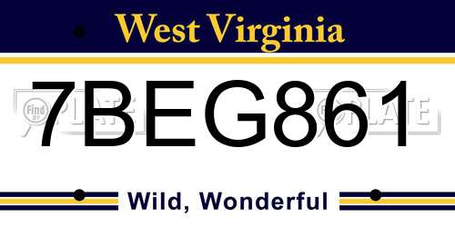 7BEG861 West Virginia License Plate