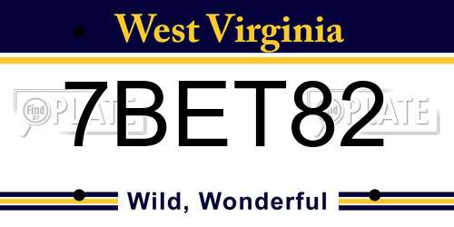 7BET82 West Virginia License Plate