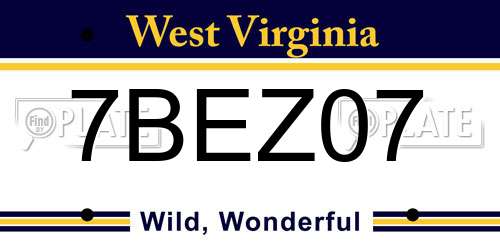 7BEZ07 West Virginia License Plate