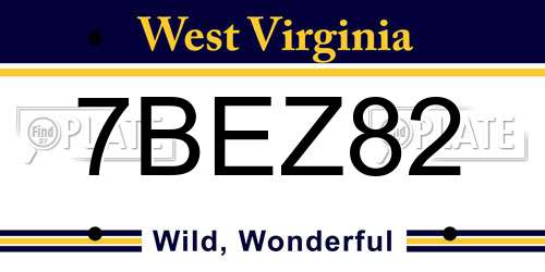 7BEZ82 West Virginia License Plate