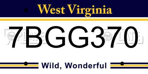 7BGG370 West Virginia License Plate