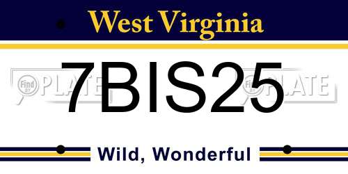 7BIS25 West Virginia License Plate