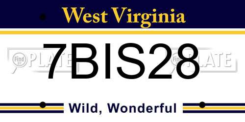 7BIS28 West Virginia License Plate