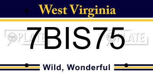 7BIS75 West Virginia License Plate