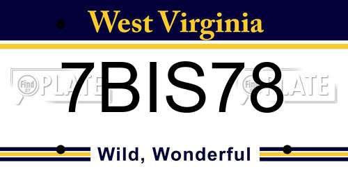 7BIS78 West Virginia License Plate