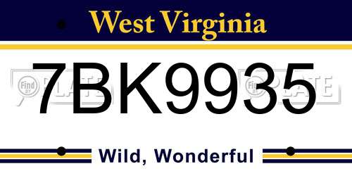 7BK9935 West Virginia License Plate