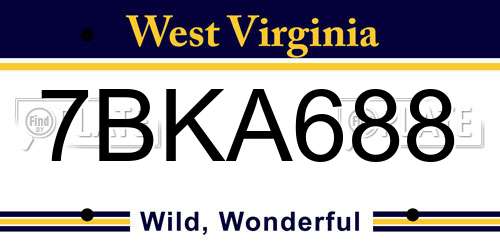 7BKA688 West Virginia License Plate
