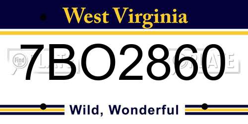 7BO2860 West Virginia License Plate