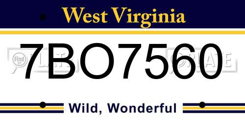 7BO7560 West Virginia License Plate