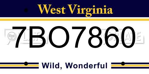 7BO7860 West Virginia License Plate