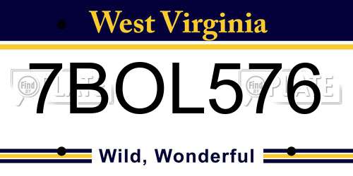 7BOL576 West Virginia License Plate