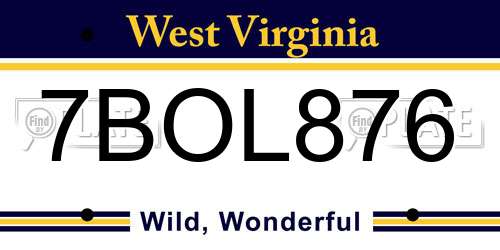 7BOL876 West Virginia License Plate