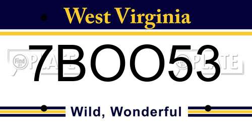 7BOO53 West Virginia License Plate