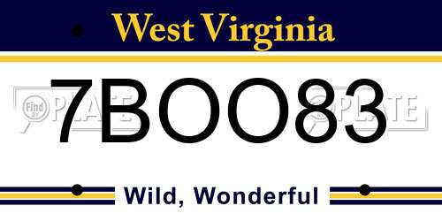 7BOO83 West Virginia License Plate