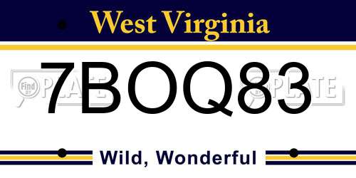 7BOQ83 West Virginia License Plate