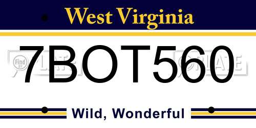 7BOT560 West Virginia License Plate