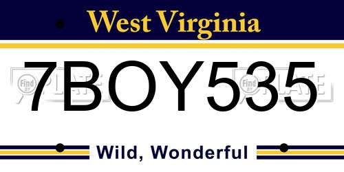 7BOY535 West Virginia License Plate