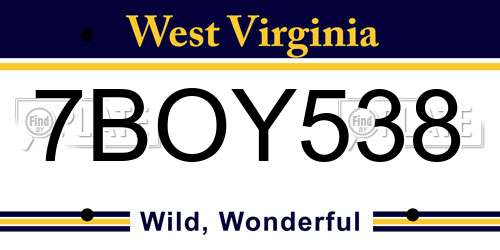 7BOY538 West Virginia License Plate