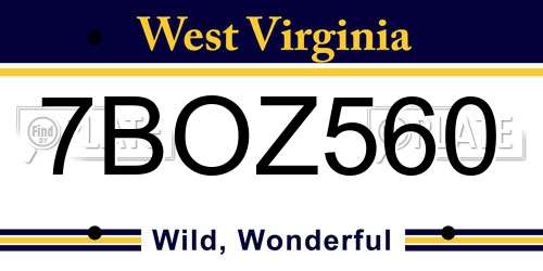 7BOZ560 West Virginia License Plate
