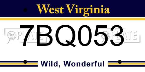 7BQ053 West Virginia License Plate