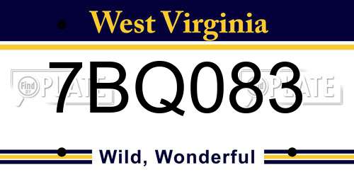 7BQ083 West Virginia License Plate