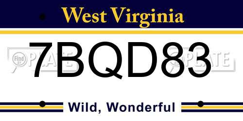 7BQD83 West Virginia License Plate