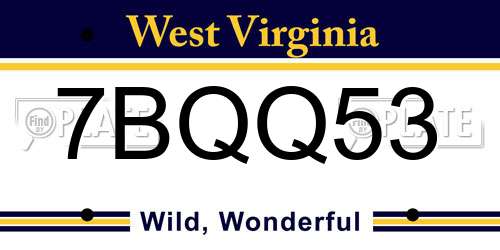 7BQQ53 West Virginia License Plate