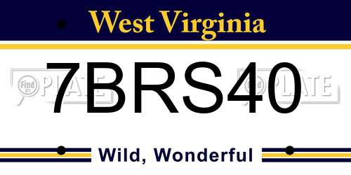 7BRS40 West Virginia License Plate