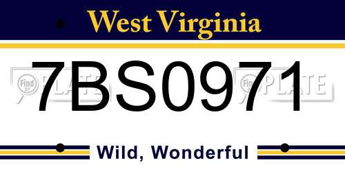 7BS0971 West Virginia License Plate