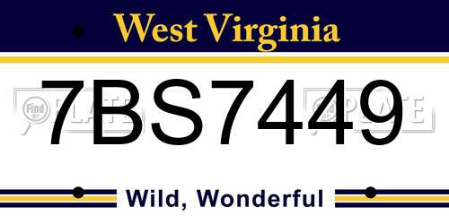 7BS7449 West Virginia License Plate