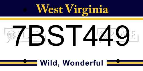 7BST449 West Virginia License Plate